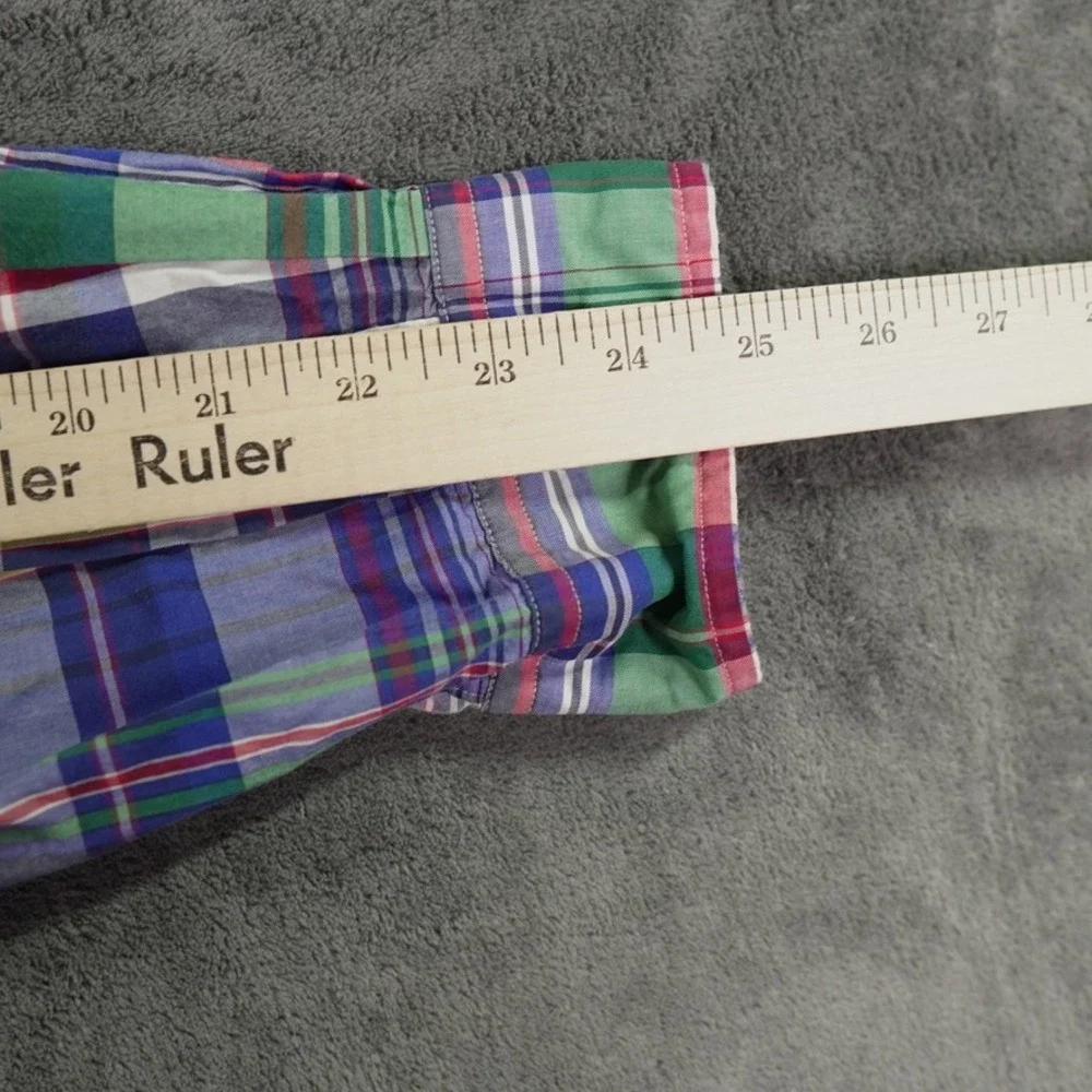 Ralph Lauren Plaid Button Down Shirt Mens XL Blue‎ Custom Fit Preppy Red Pony
